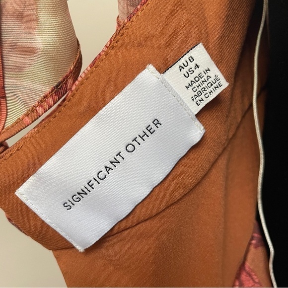 Significant Other- Copper Brown Floral Printed Cut Out Maxi Sollar Dress Size 4 - Picture 11 of 12